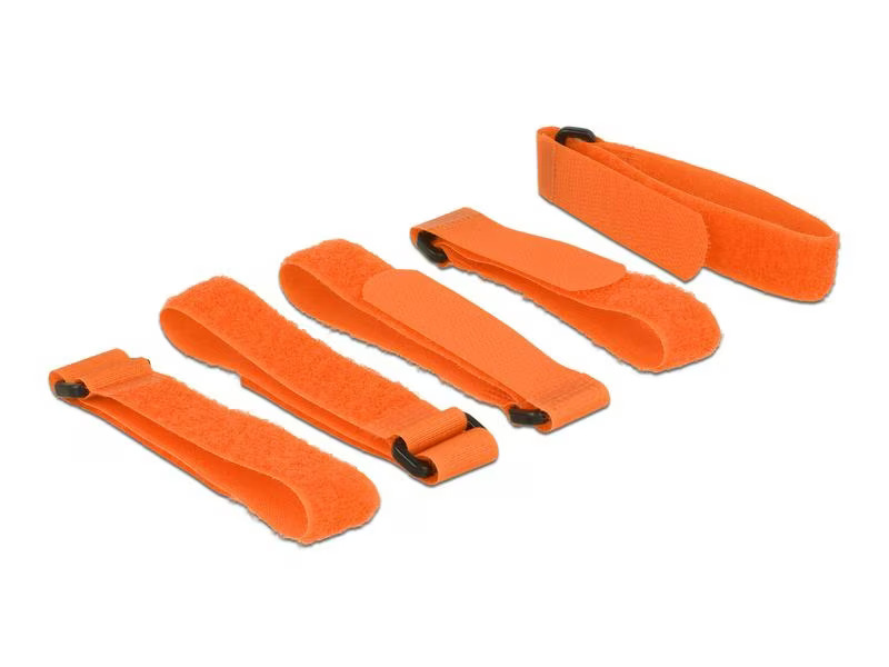 Delock Klettkabelbinder mit Schlaufe Orange 300 mm x 20 mm, 5 Stück