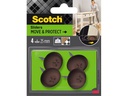 3M Stuhlbeingleiter Move &amp; Protect, Ø 25 mm, Braun, 4er Pack