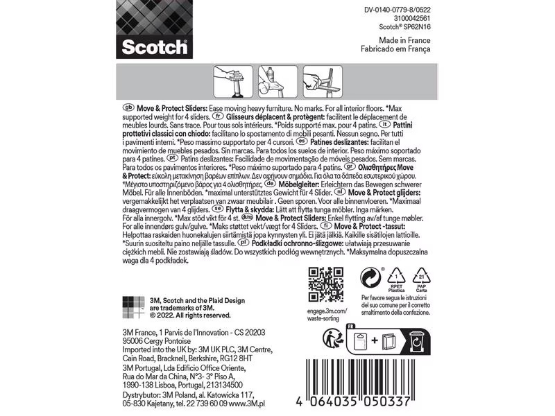 3M Stuhlbeingleiter Move &amp; Protect, Ø 25 mm, Braun, 4er Pack