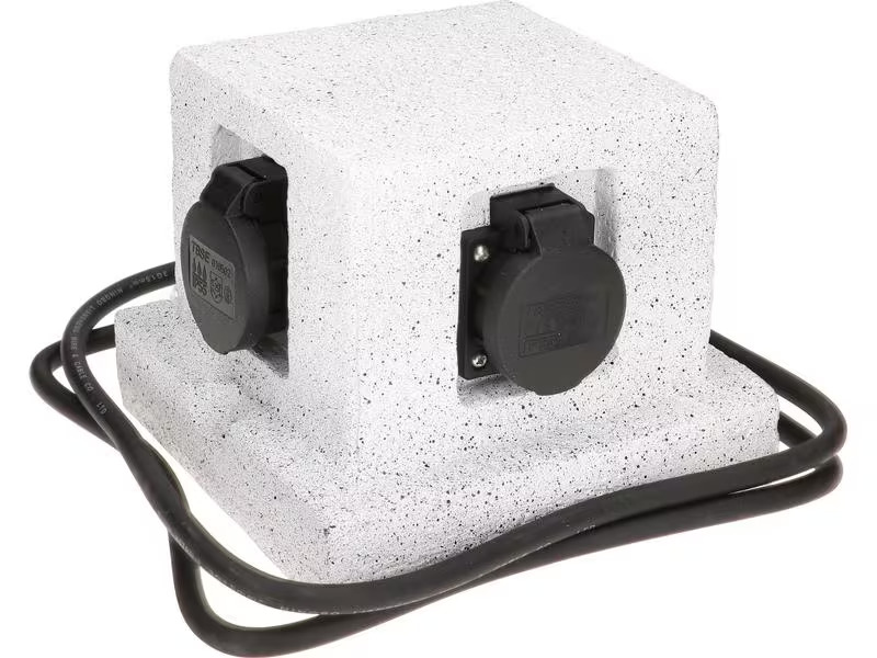 Max Hauri Gartenstromverteiler 4x T13 IP55, Steinoptik, Weiss