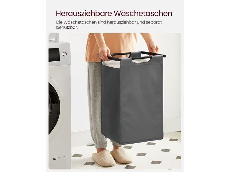 Songmics Wäschekorb  2 Fächer Grau