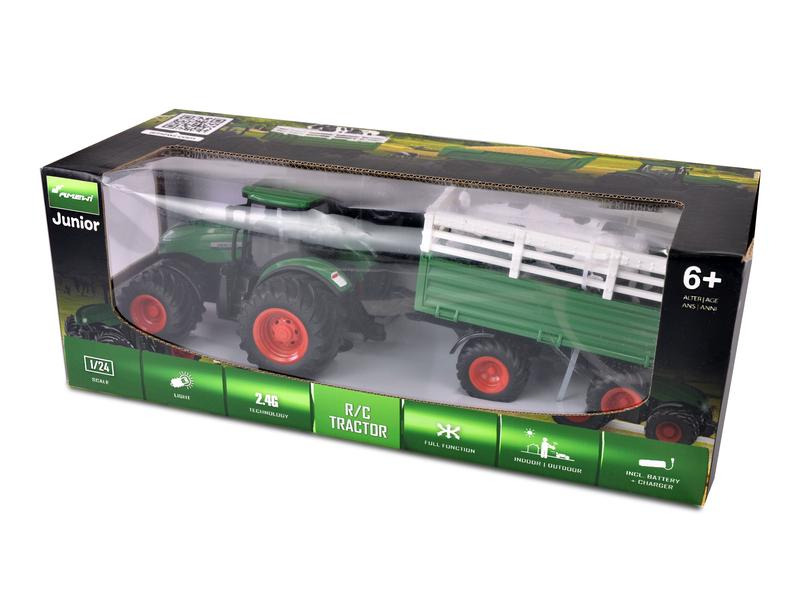 Amewi Traktor mit Viehtransporter, Grün 1:24, RTR