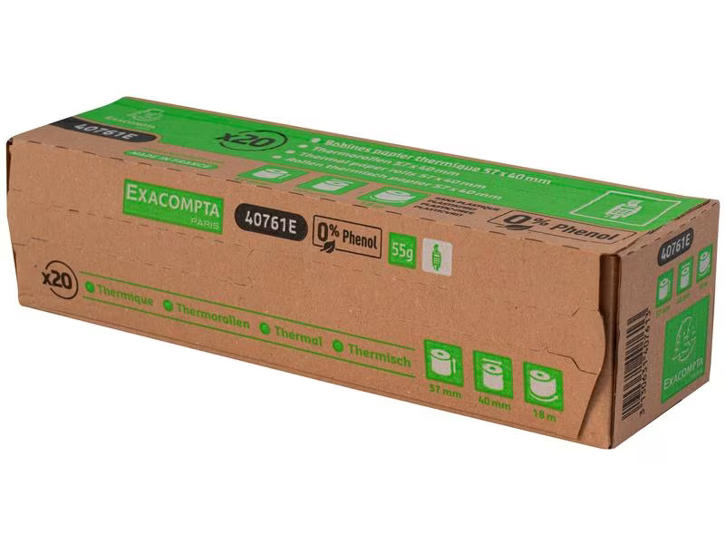 Exacompta Thermo-Papierrolle 57 x 40 x 12 mm, 18 m, 20 Stück
