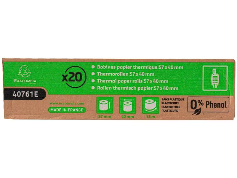 Exacompta Thermo-Papierrolle 57 x 40 x 12 mm, 18 m, 20 Stück