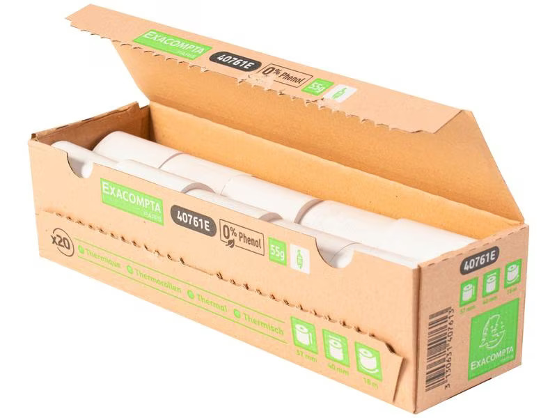 Exacompta Thermo-Papierrolle 57 x 40 x 12 mm, 18 m, 20 Stück