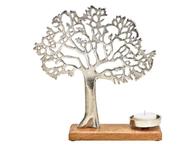 G. Wurm Teelichthalter Baum 1 Stück, Nature/Silber