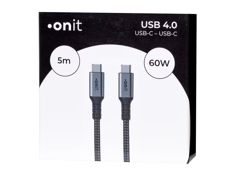 onit USB4-Kabel Pro USB C - USB C 5 m, Grau/Schwarz