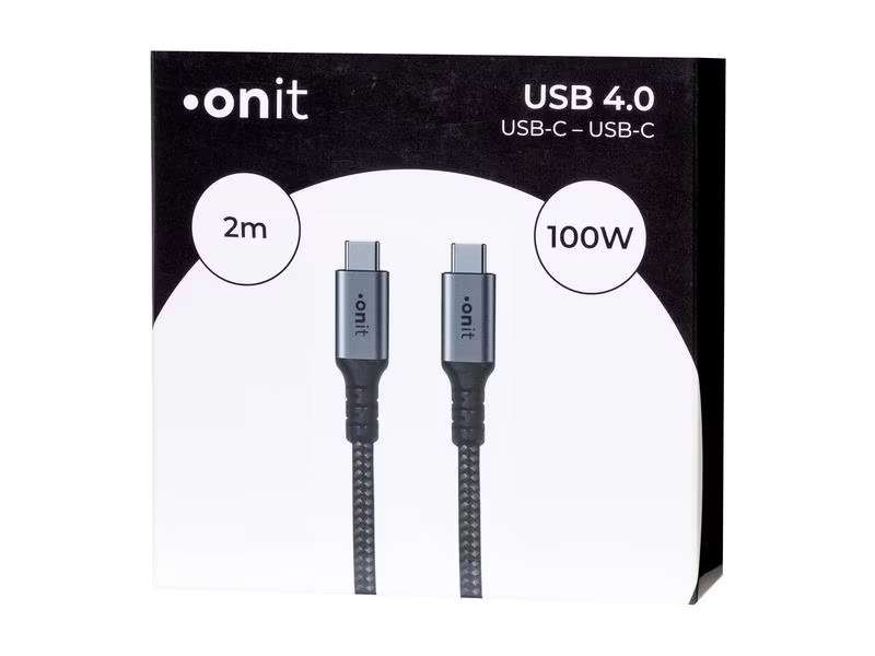 onit USB4-Kabel Pro USB C - USB C 1 m, Grau/Schwarz