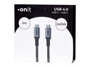 onit USB4-Kabel Premium USB C - USB C 2 m, Grau/Schwarz