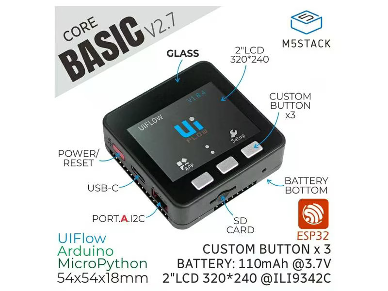 M5Stack Entwicklerboard ESP32 Basic Core