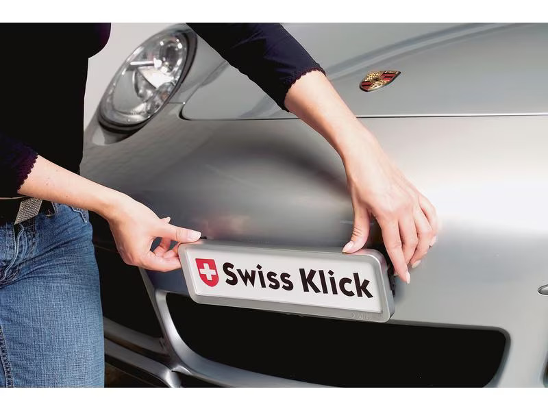 Swiss Klick Kennzeichenhalterset Langformat Schwarz