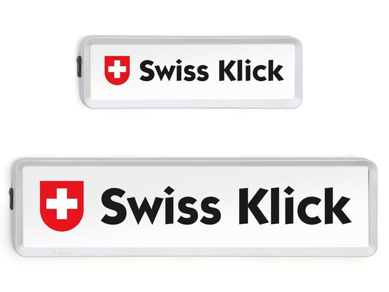 Swiss Klick Kennzeichenhalterset Langformat Chrom Matt