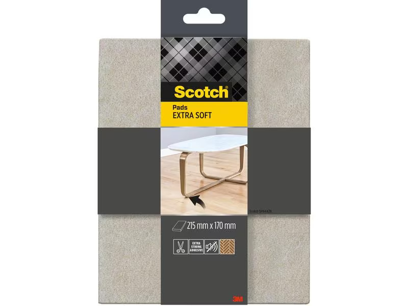 3M Filzgleiter Extra-Soft, 215 mm x 170 mm, Grau