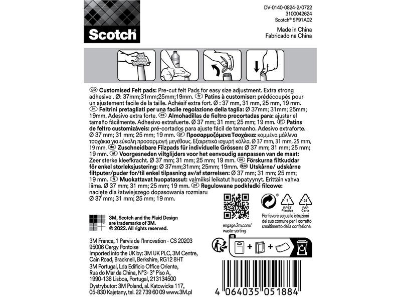 3M Stuhlbeingleiter Customisable, Ø 19-37 mm, Braun