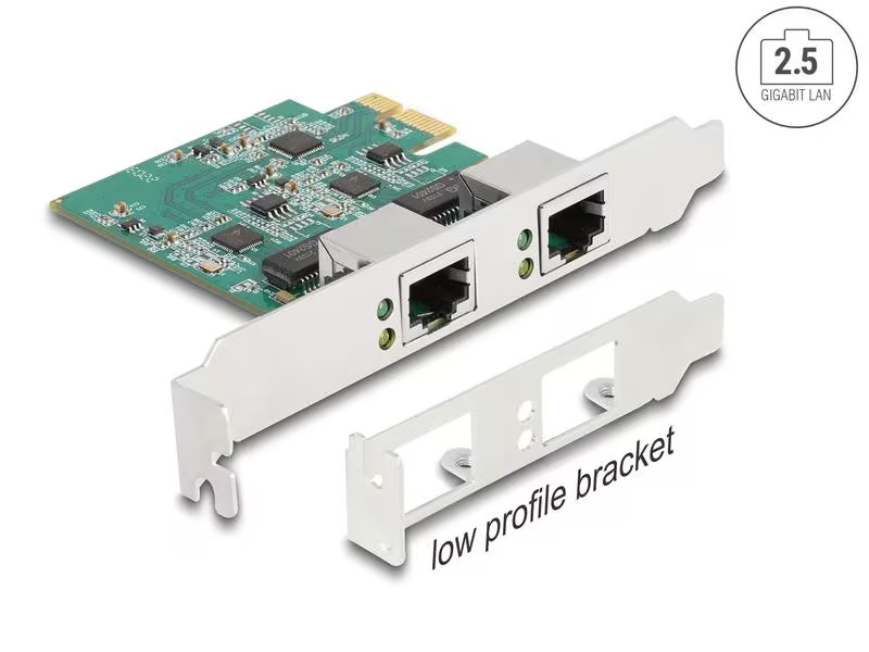Delock Netzwerkkarte 2x RJ45 2.5 Gbps PCI-Express x1