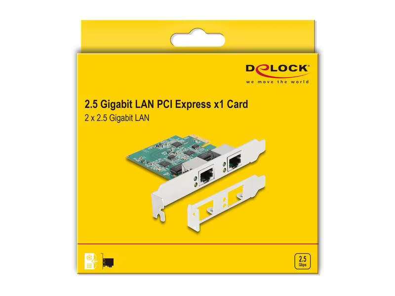 Delock Netzwerkkarte 2x RJ45 2.5 Gbps PCI-Express x1