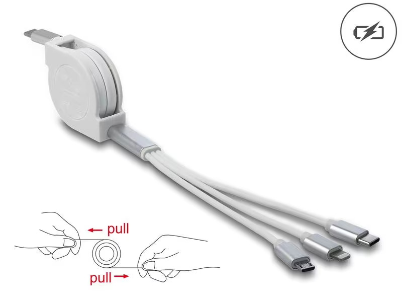 Delock USB-Ladekabel USB C - Lightning/Micro-USB B/USB C 0.98 m