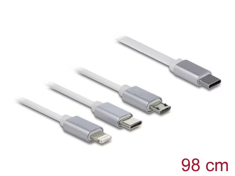 Delock USB-Ladekabel USB C - Lightning/Micro-USB B/USB C 0.98 m