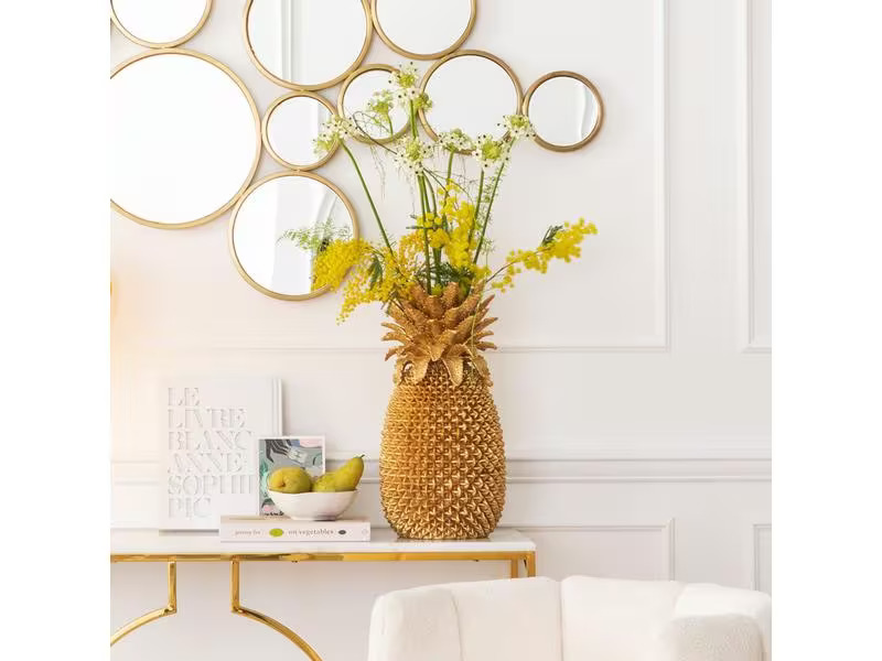 Kare Vase Pineapple 50 cm, Gold