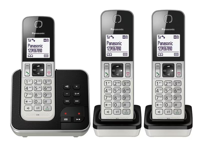 Panasonic Schnurlostelefon KX-TGD323SLW Trio Schwarz/Silber