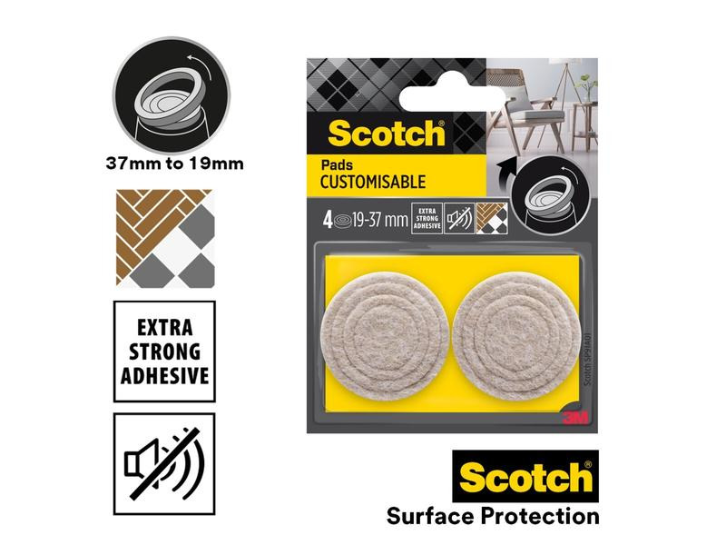 3M Stuhlbeingleiter Customisable, Ø 19-37 mm, Beige