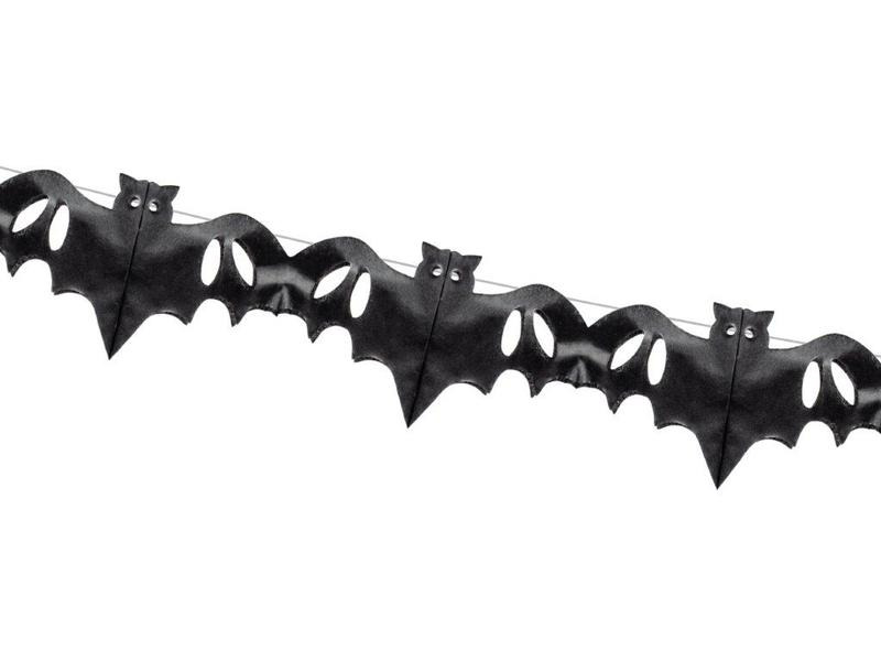 Partydeco Girlande Fledermaus 4 m, Schwarz
