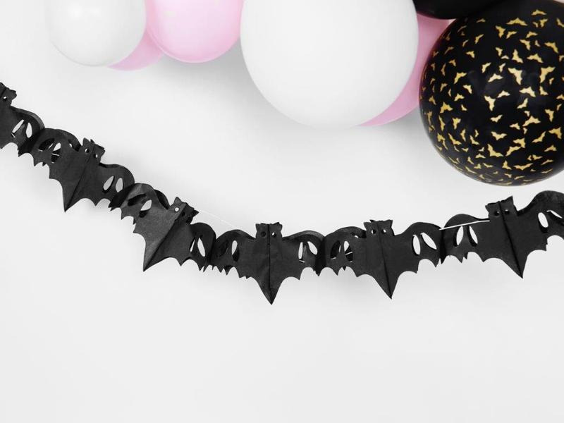 Partydeco Girlande Fledermaus 4 m, Schwarz