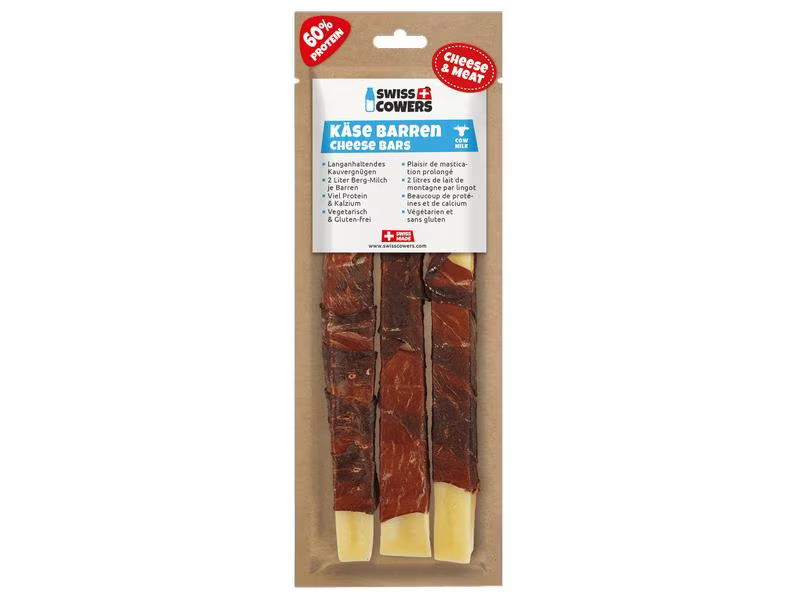 Swiss Cowers Snack Käse Barren mit Rindfleisch S, 60 g, 3 Stück
