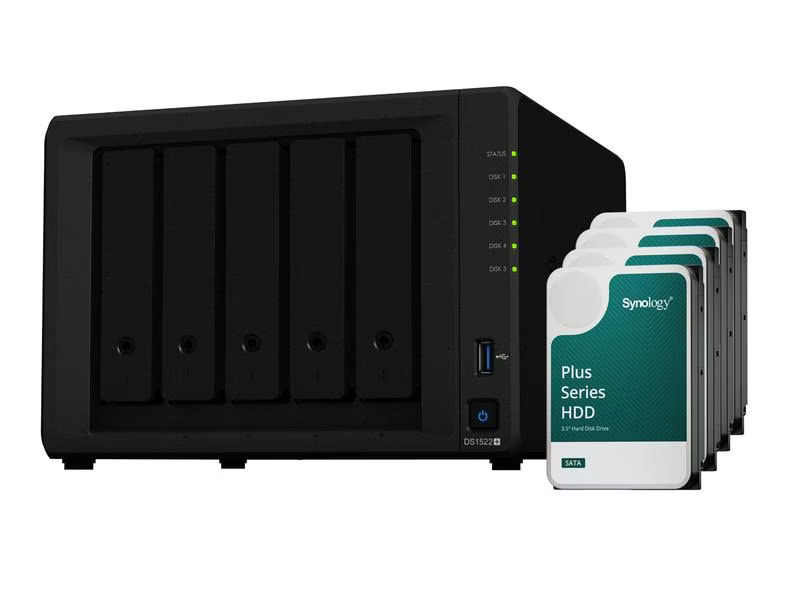 Synology NAS DiskStation DS1522+ 5-bay Synology Plus HDD 20 TB