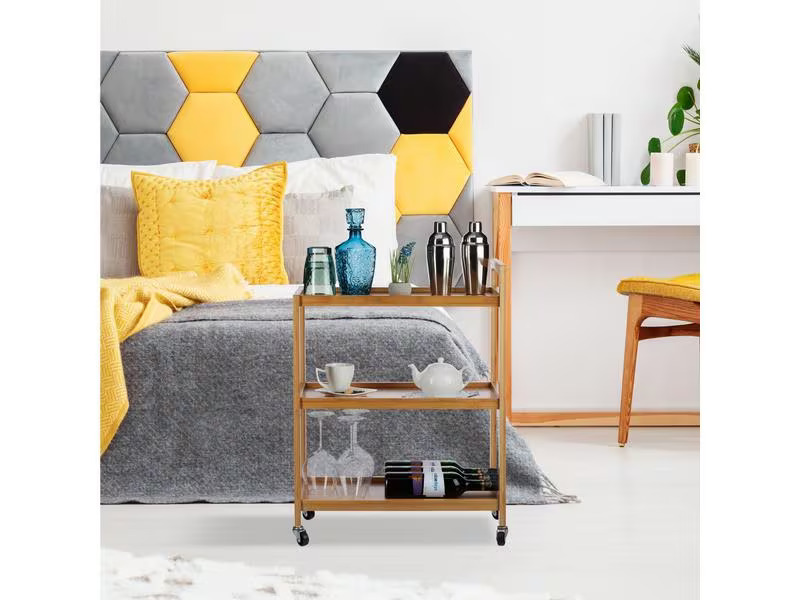 relaxdays Bartrolley Bambus 76.5 x 30 cm, Nature
