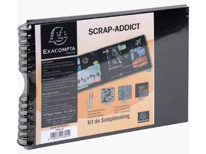 Exacompta Fotoalbum Scrap-Addict Set Schwarz