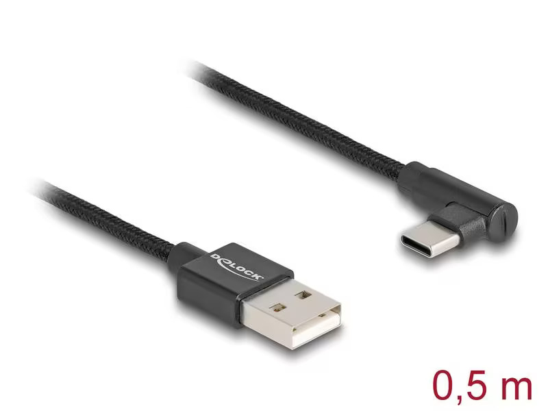 Delock USB 2.0-Kabel USB A - USB C gewinkelt 0.5 m