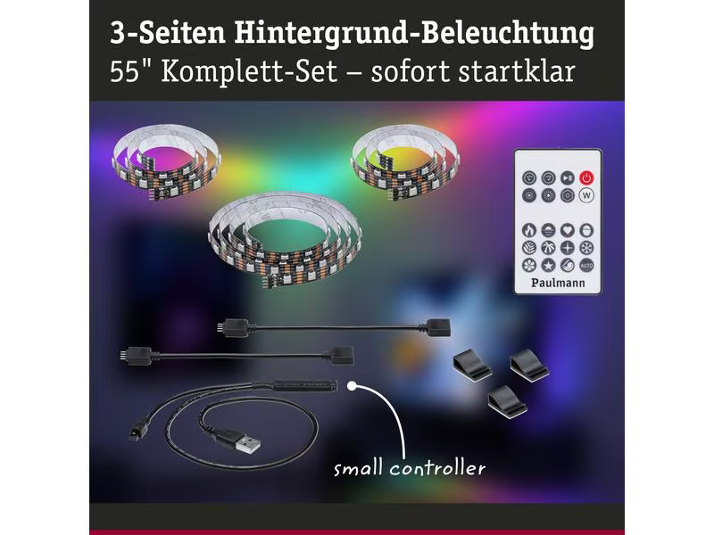 Paulmann EntertainLED USB Strip TV-Beleuchtung RGB+, 55