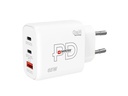 SKROSS USB-Wandladegerät GaN EU, 2x USB-C, 1x USB-A, 65 W, Weiss