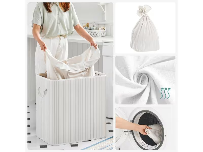 Songmics Wäschekorb  mit Deckel 150 l, Weiss
