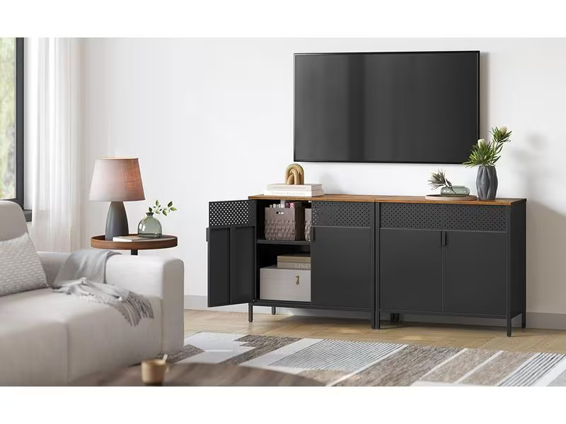 Songmics Kommode 80 x 40 x 76 cm, Braun/Schwarz