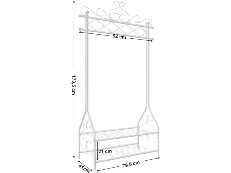 Songmics Garderobenständer mit Schuhablage 92 x 173 x 41 cm, Beige