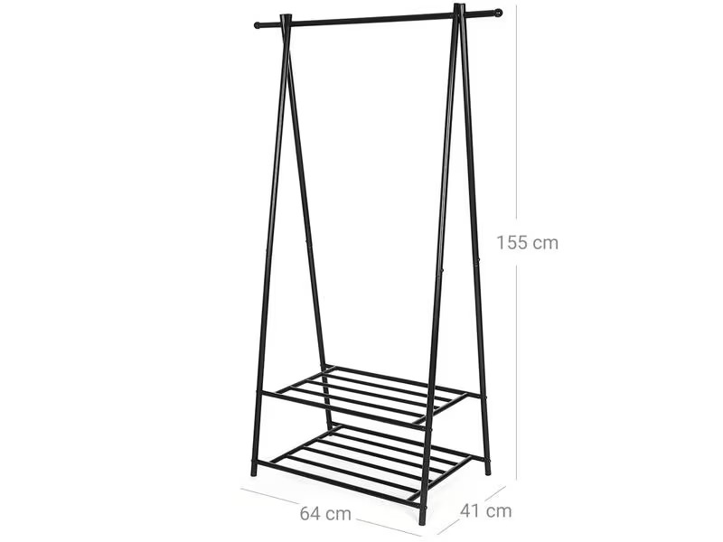 Songmics Garderobenständer 87.5 x 155 cm, Schwarz