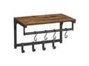 VASAGLE Wandregal mit 8 Haken 40 x 24 cm, Braun/Schwarz