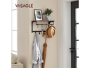 VASAGLE Wandregal mit 8 Haken 40 x 24 cm, Braun/Schwarz