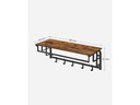 VASAGLE Wandregal mit 5 abnehmbaren Haken 80 x 30 cm, Braun/Schwarz