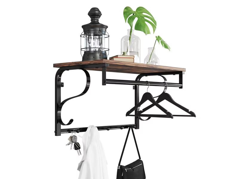VASAGLE Wandregal Industrial Look 60 x 31.7 cm, Braun/Schwarz