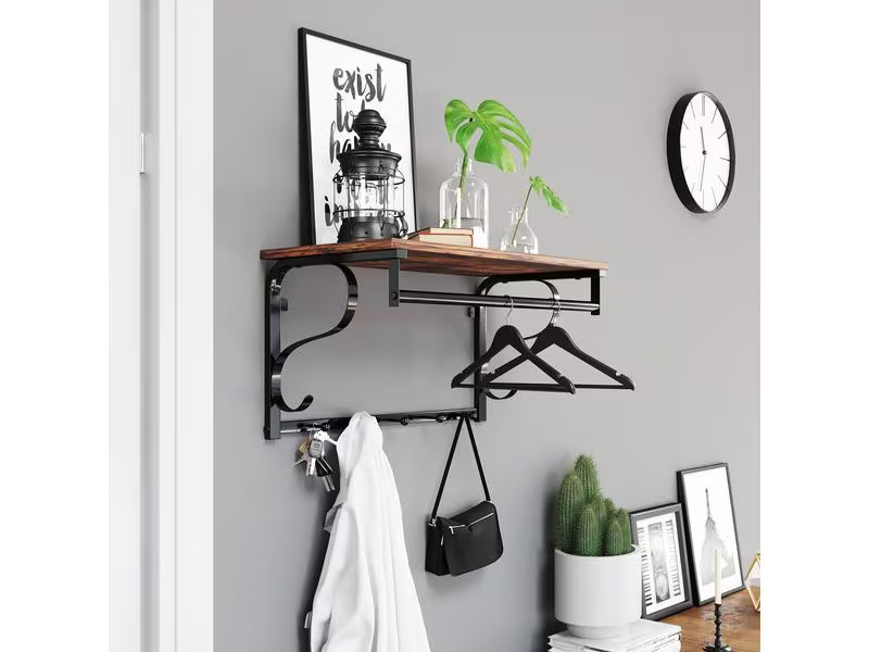 VASAGLE Wandregal Industrial Look 60 x 31.7 cm, Braun/Schwarz