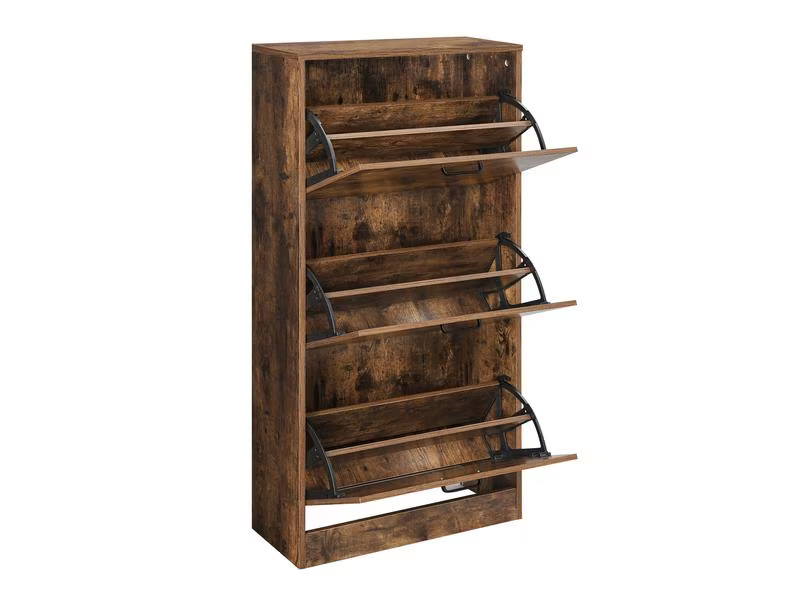 VASAGLE Schuhschrank  mit 3 Klappen 120 x 60 cm, Braun