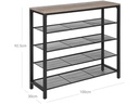 VASAGLE Schuhregal mit 4 Ablagen 100 x 92.5 cm, Grau/Schwarz