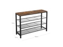 VASAGLE Schuhregal mit 3 Ablagen 100 x 72 cm, Braun/Schwarz