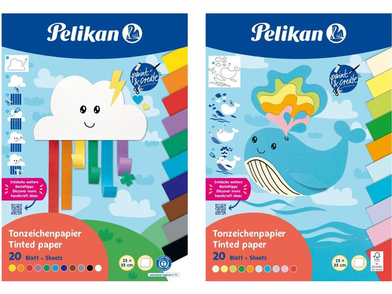 Pelikan Tonzeichenpapier Rainbow 20 Blatt, 11 Farben assortiert