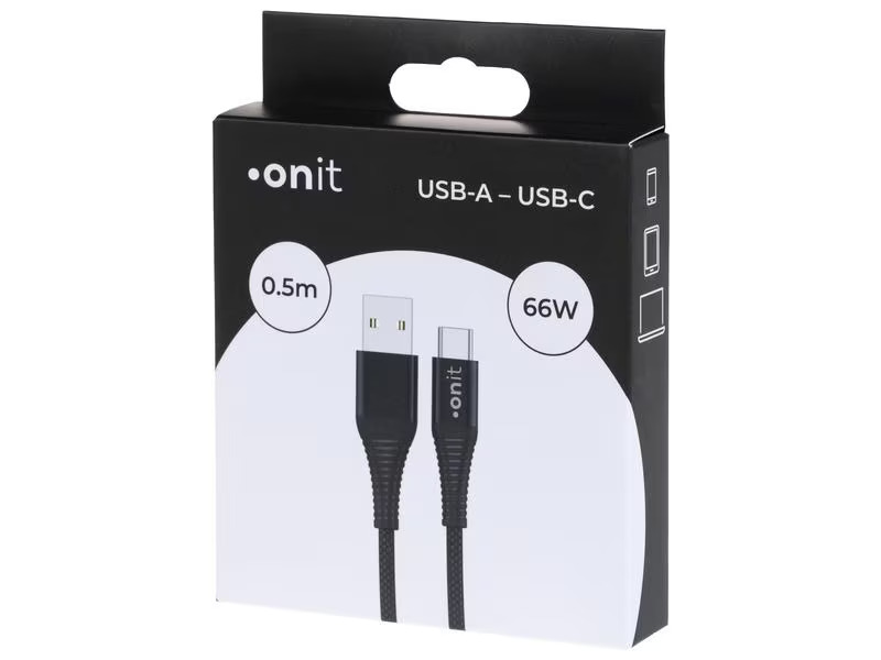onit USB 2.0-Kabel USB A - USB C 0.5 m, Schwarz
