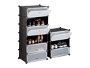 relaxdays Schuhregal mit 10 Ebenen 176 x 49 cm, Schwarz/Transparent