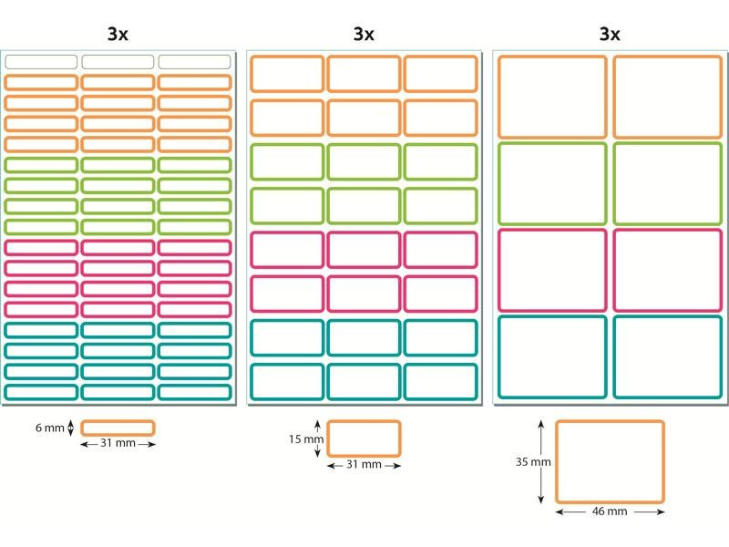 Z-Design Namensetiketten 9 Blatt, Mehrfarbig